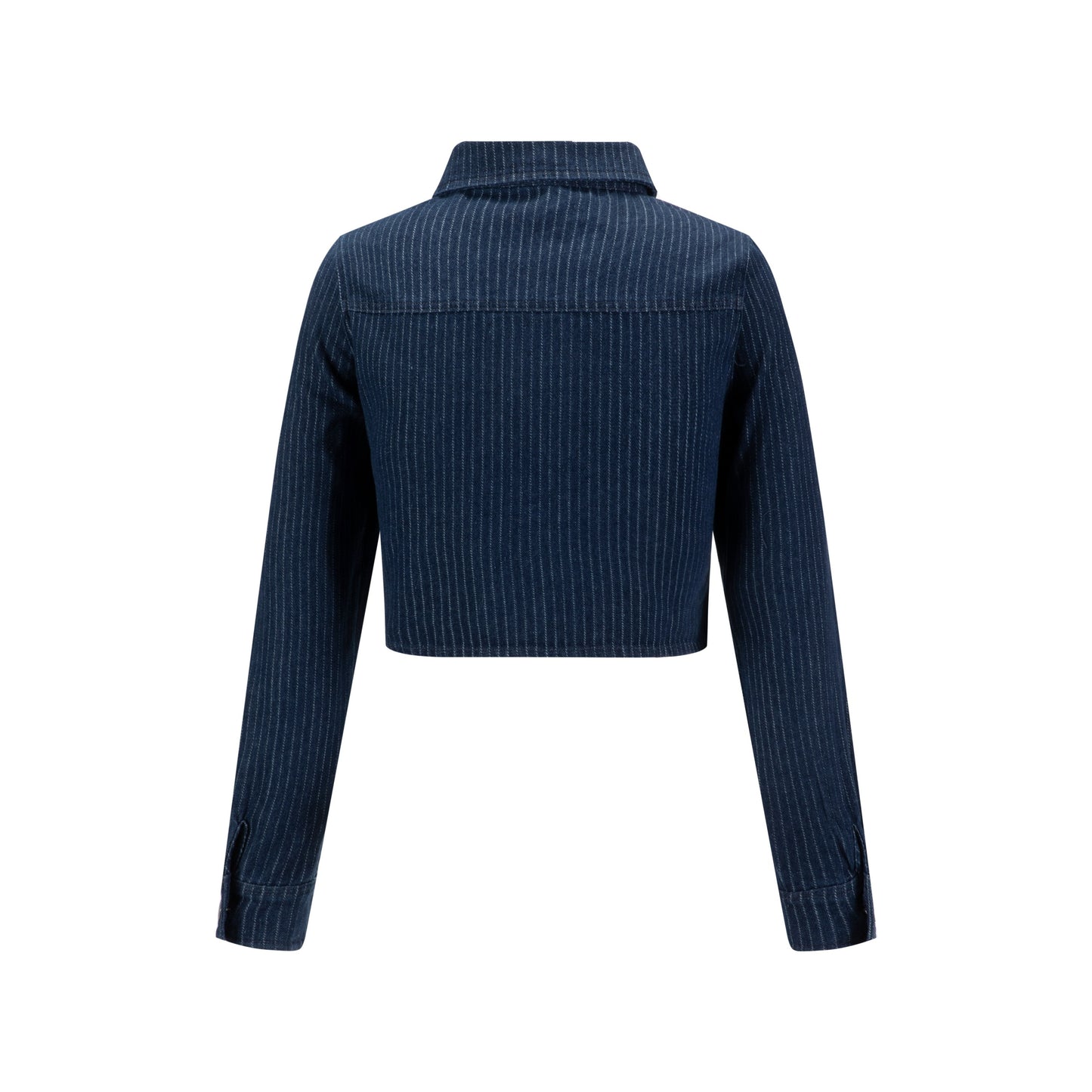 Denim Pin Stripe Button Down Top - Blue