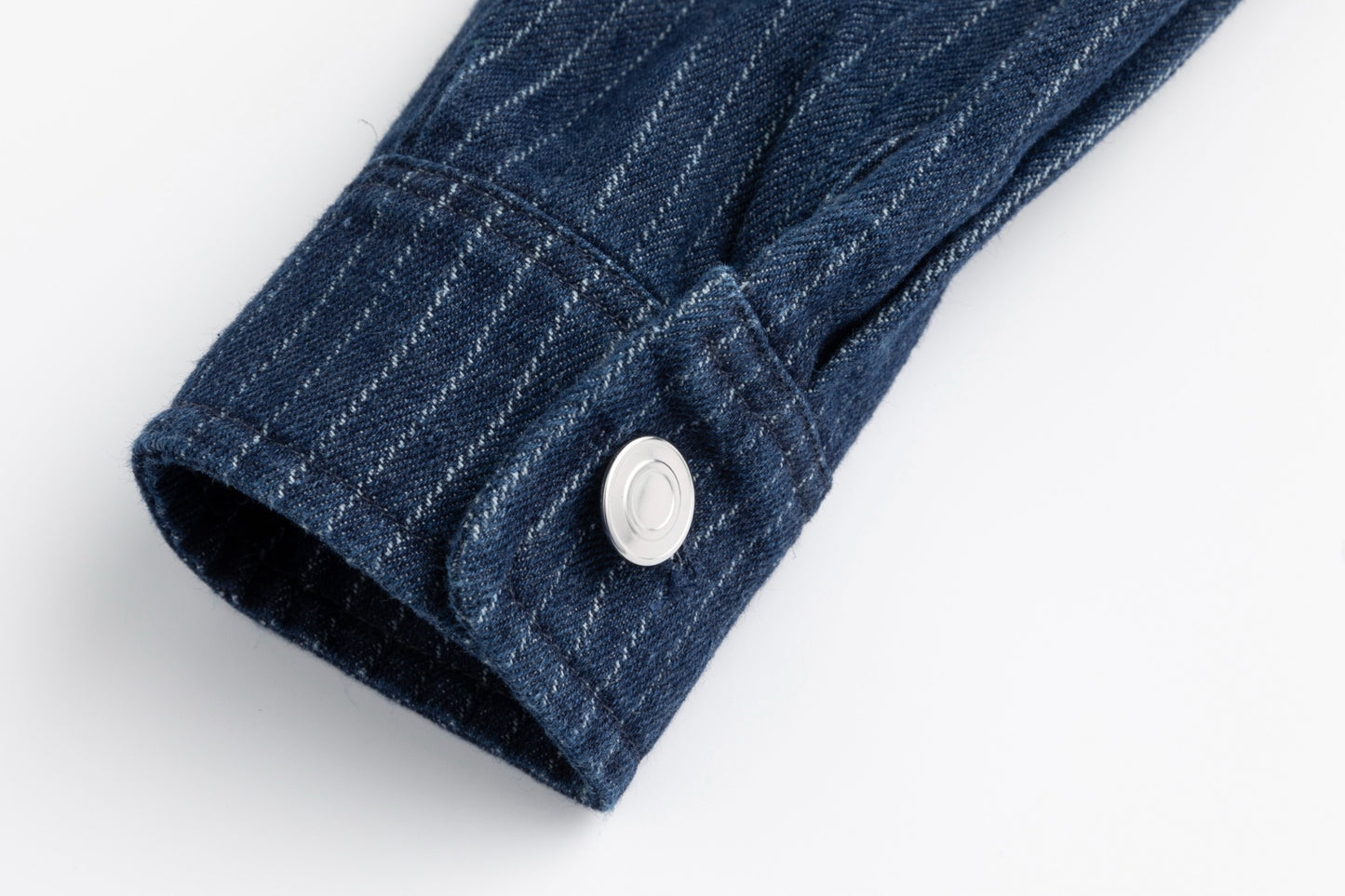 Denim Pin Stripe Button Down Top - Blue