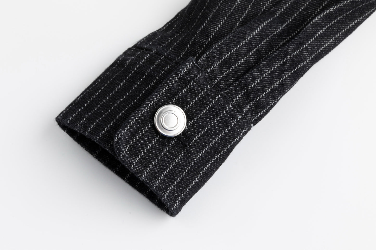 Denim Pin Stripe Button Down Top - Black