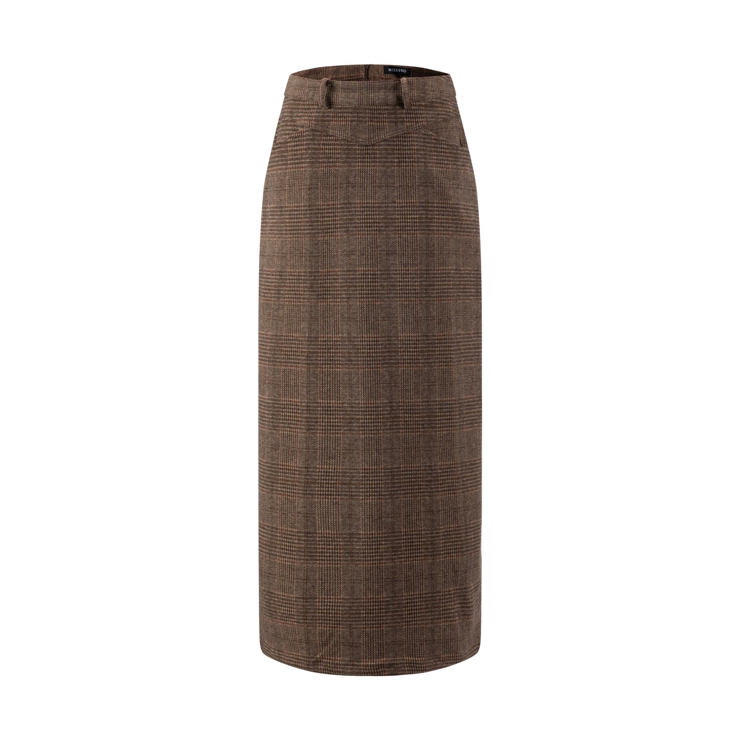 Brown Plaid Midi Skirt