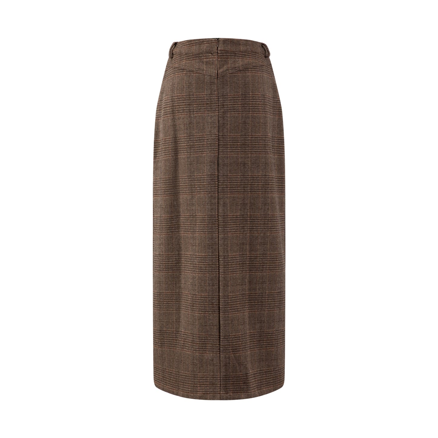 Brown Plaid Midi Skirt