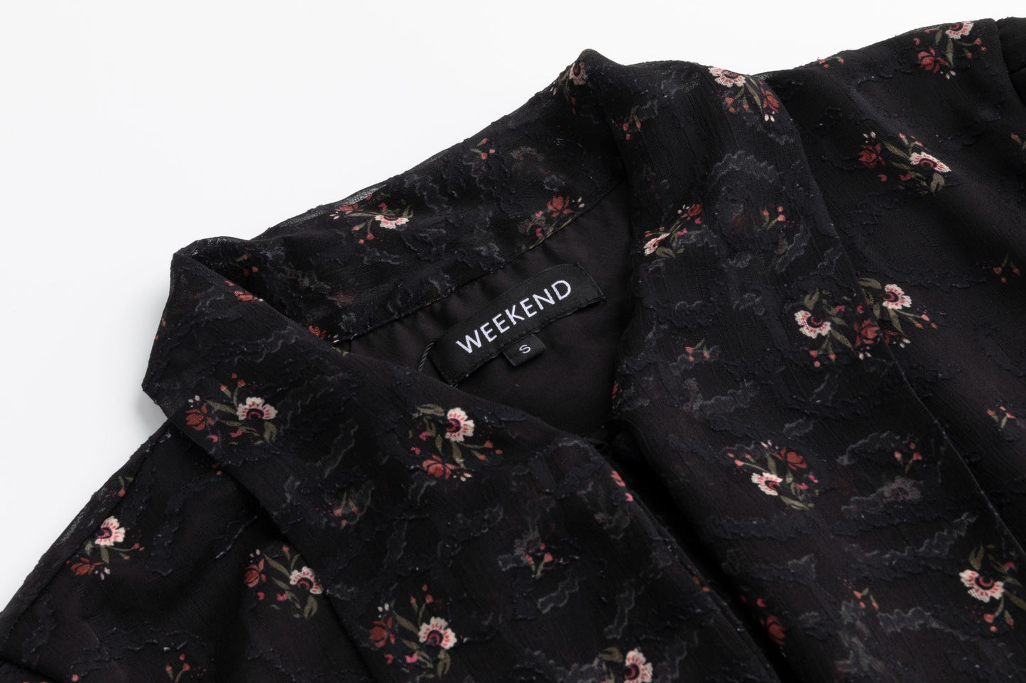 Black Printed Lace Neck Tie Dress