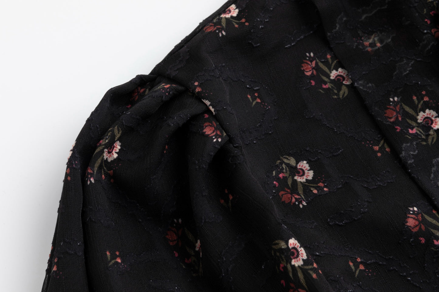 Black Printed Lace Neck Tie Dress