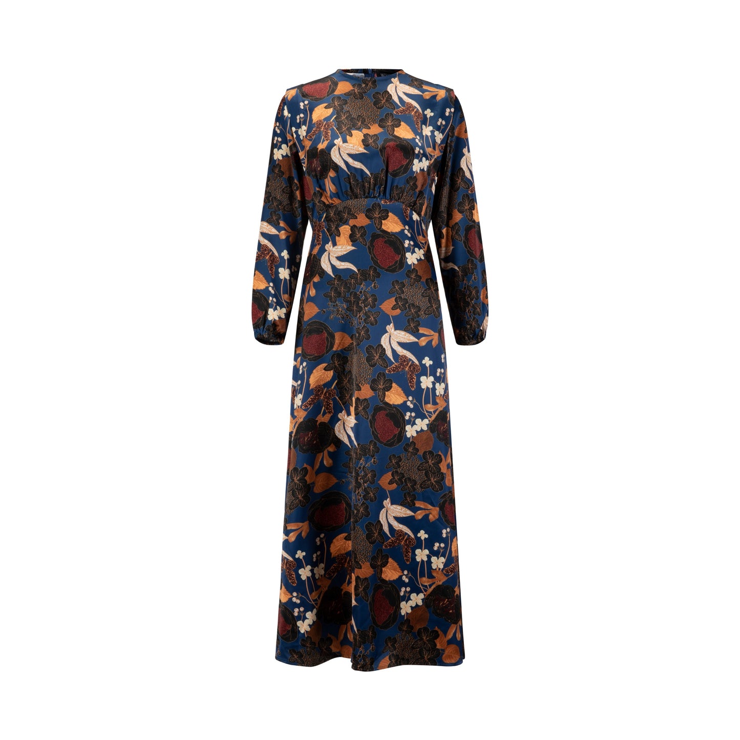 Navy Multicolored Silk Dress