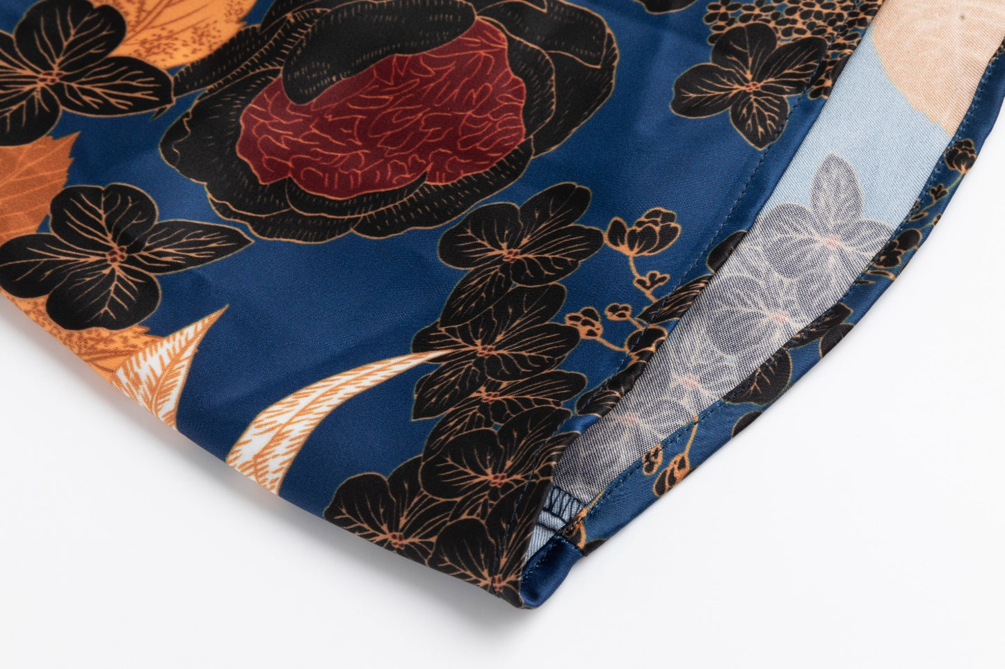 Navy Multicolored Silk Dress