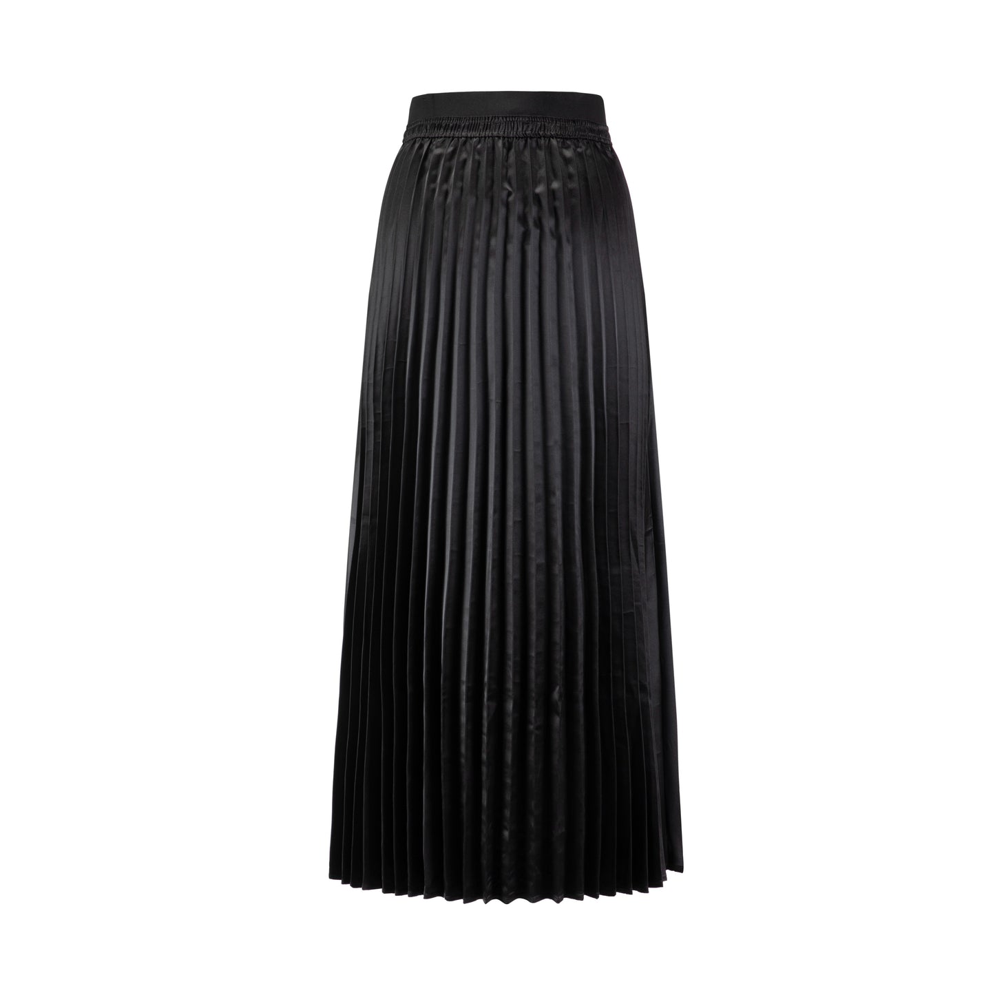 Black Satin Thin Pleated Skirt