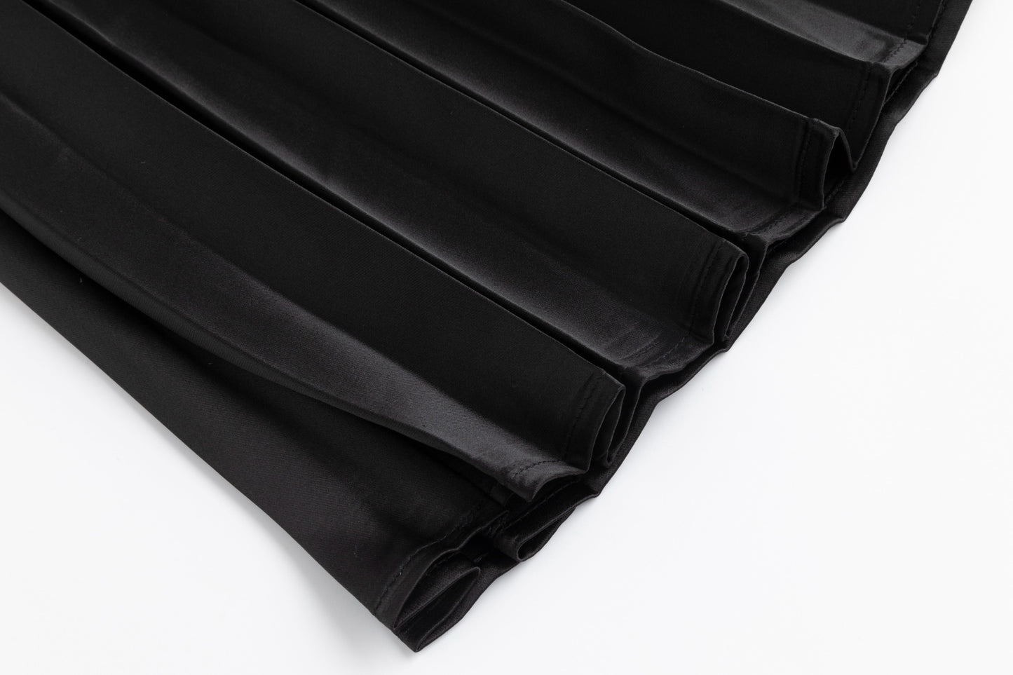 Black Satin Thin Pleated Skirt