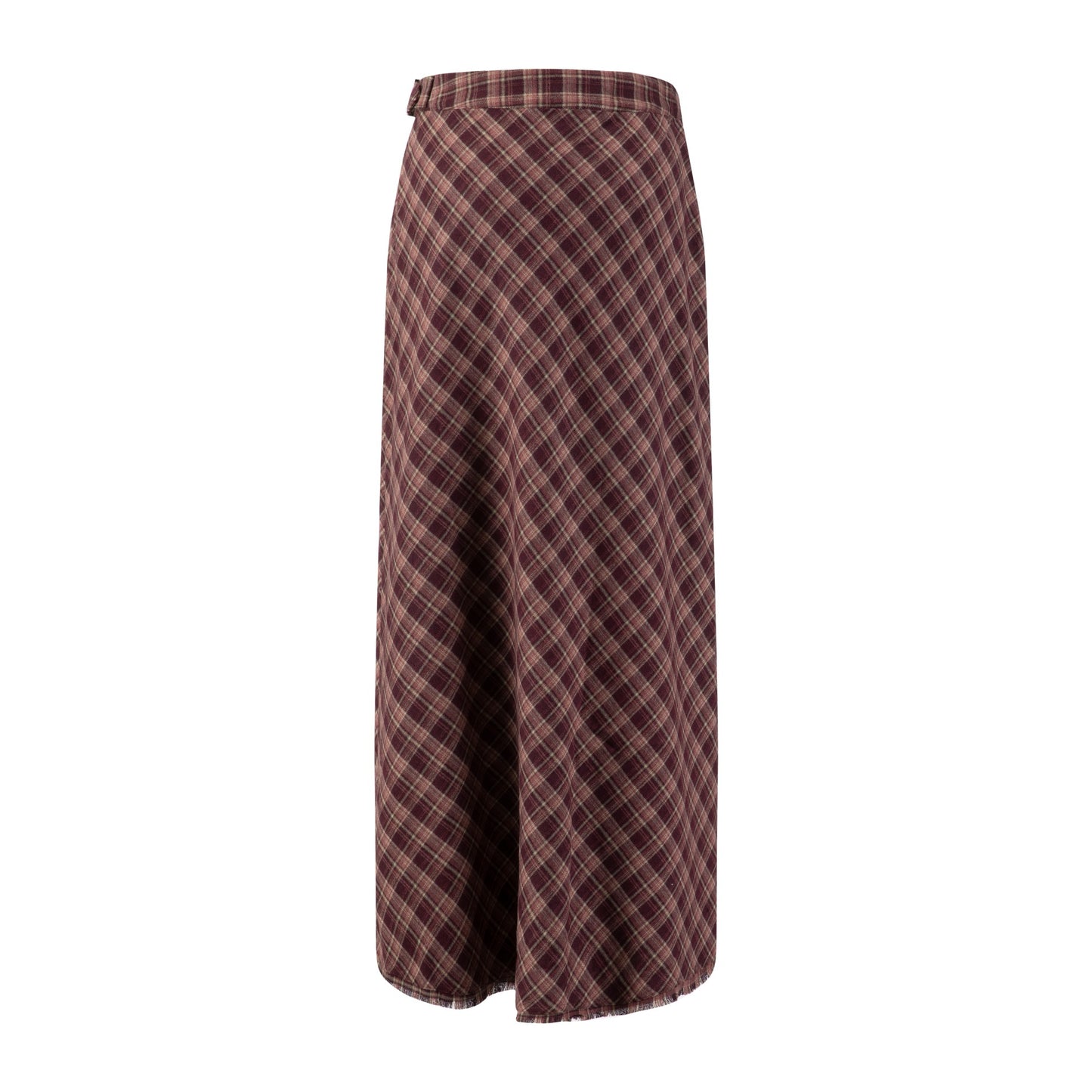 Burgundy Plaid Wrap Skirt