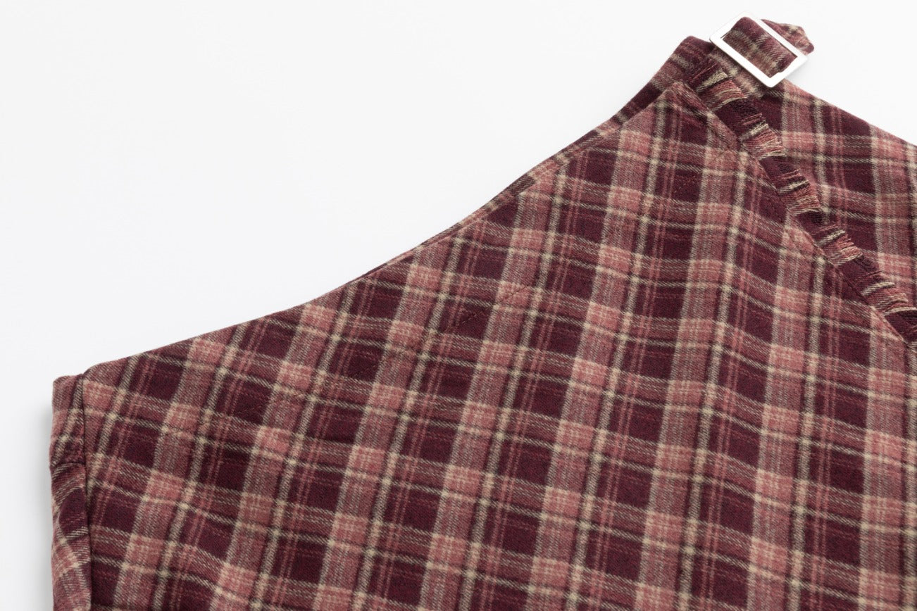 Burgundy Plaid Wrap Skirt