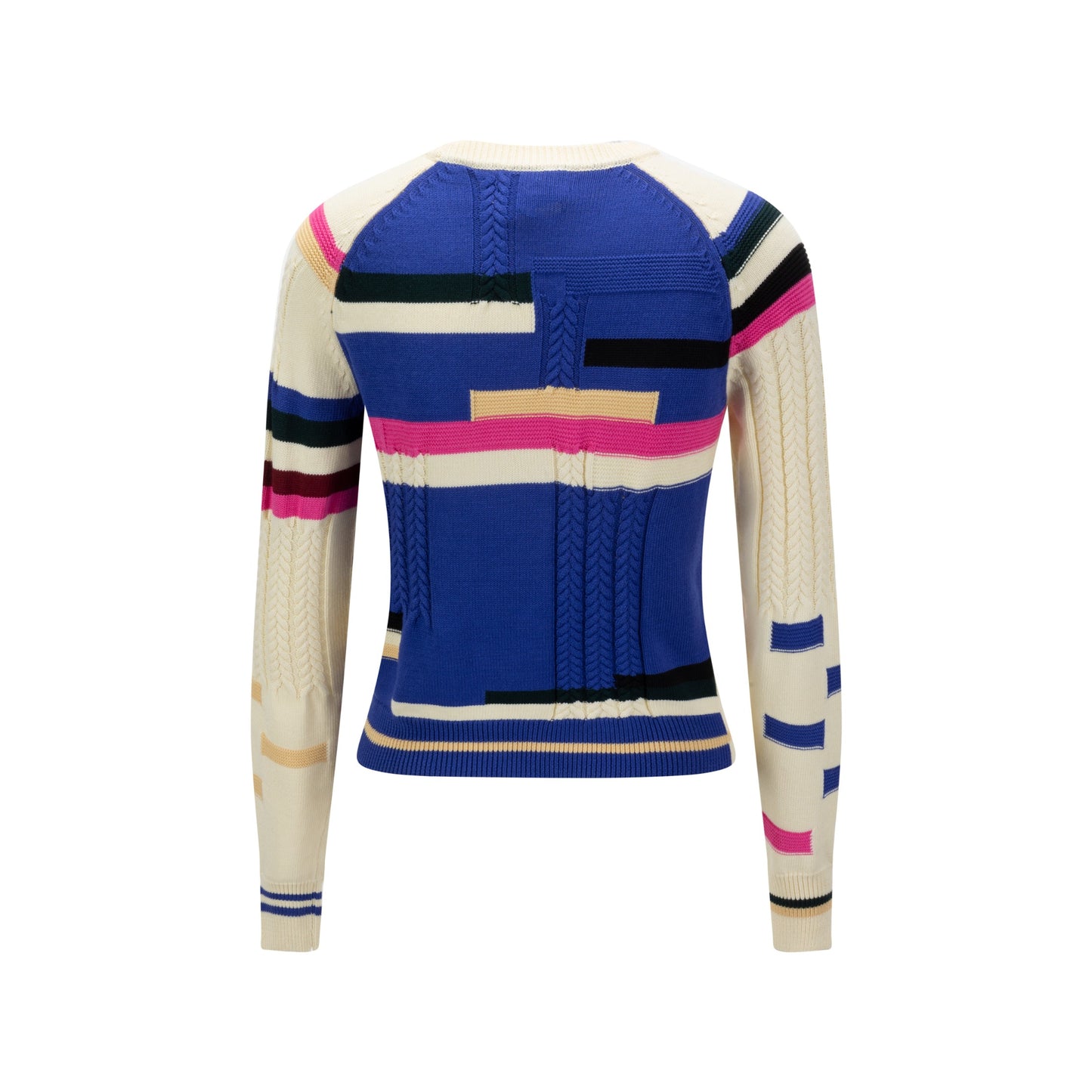 Cream Striped Multi Colored Knit Sweater