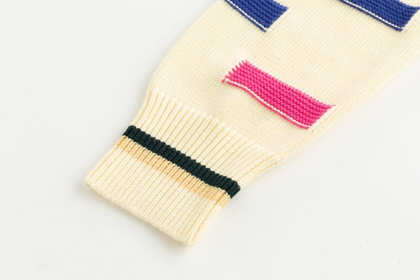 Cream Striped Multi Colored Knit Sweater
