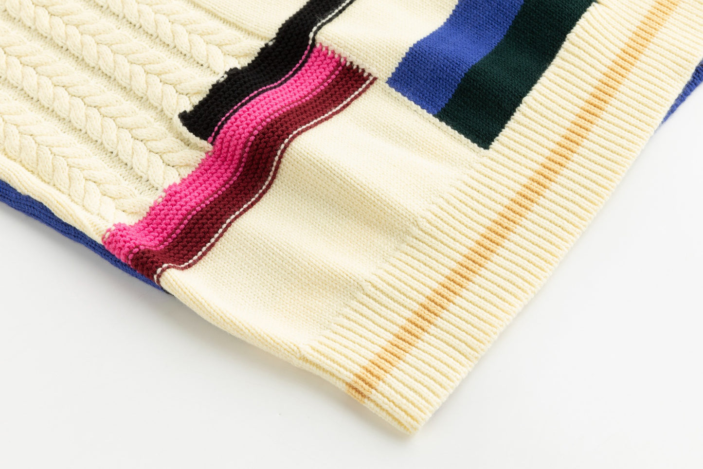 Cream Striped Multi Colored Knit Sweater