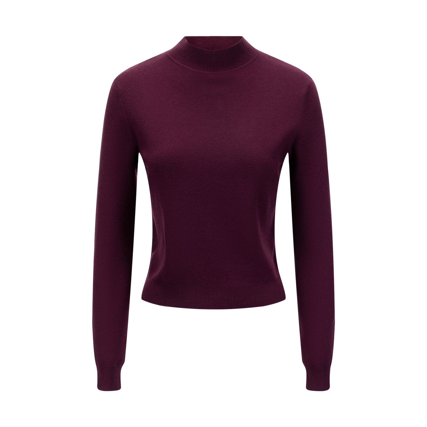 Burgundy Knit Mock Neck Top