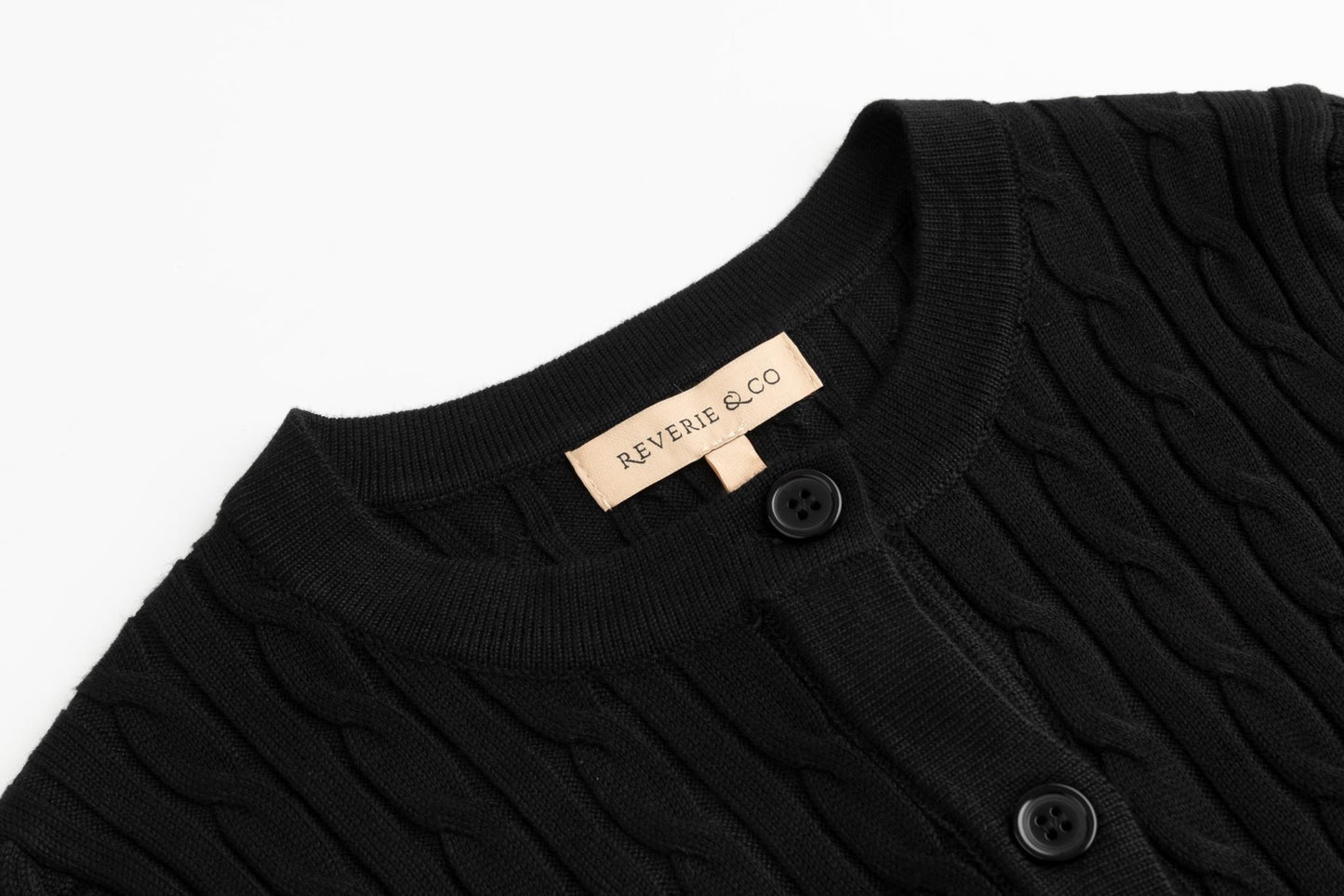 Cable Knit Cardigan - Black