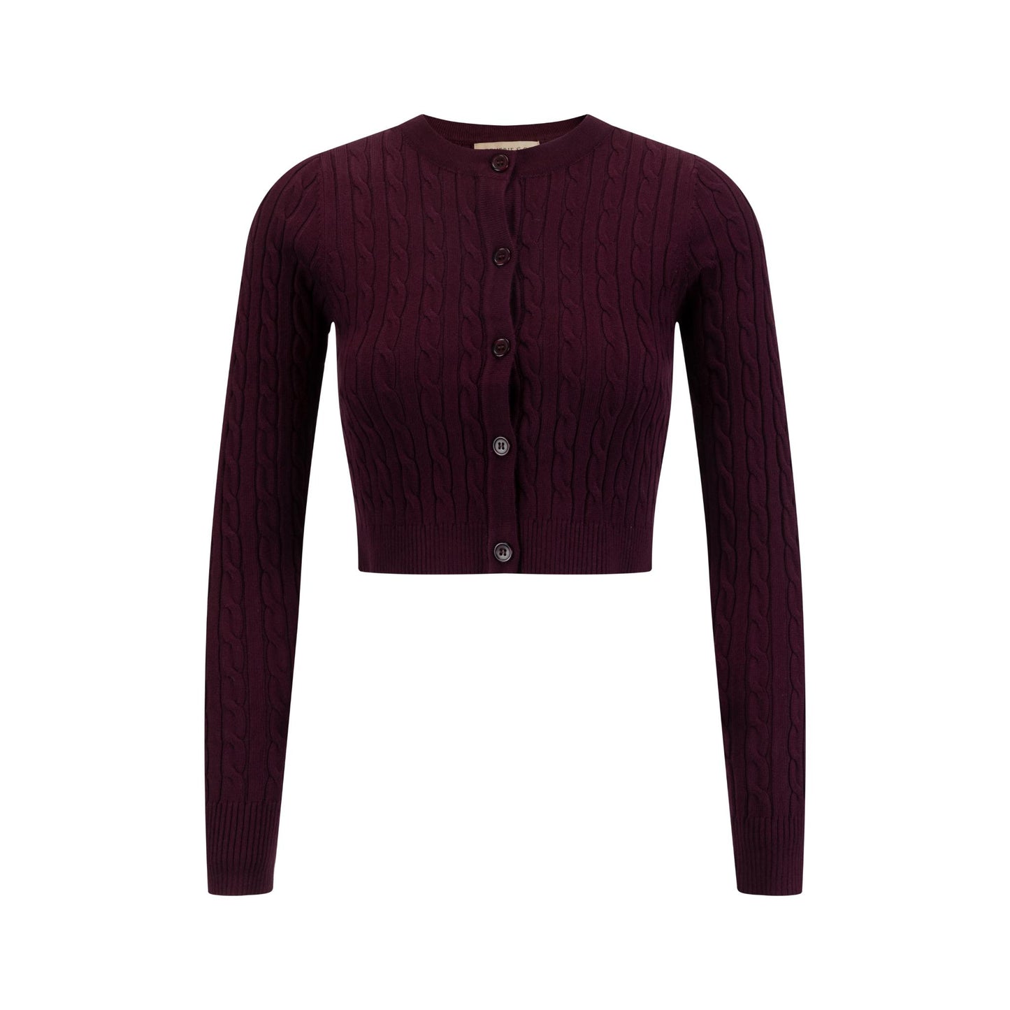 Cable Knit Cardigan - Burgundy