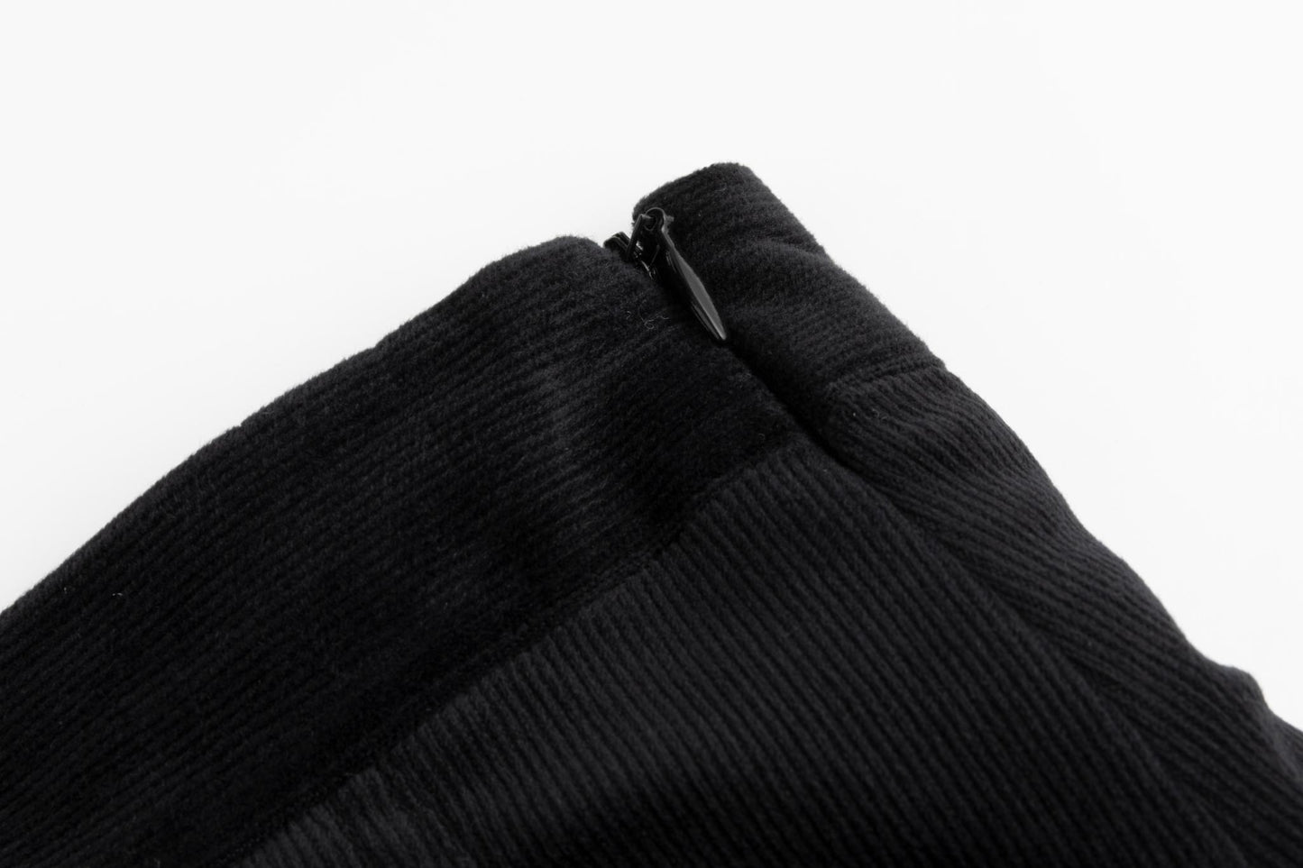 Corduroy Box Pleated Skirt - Long - Black