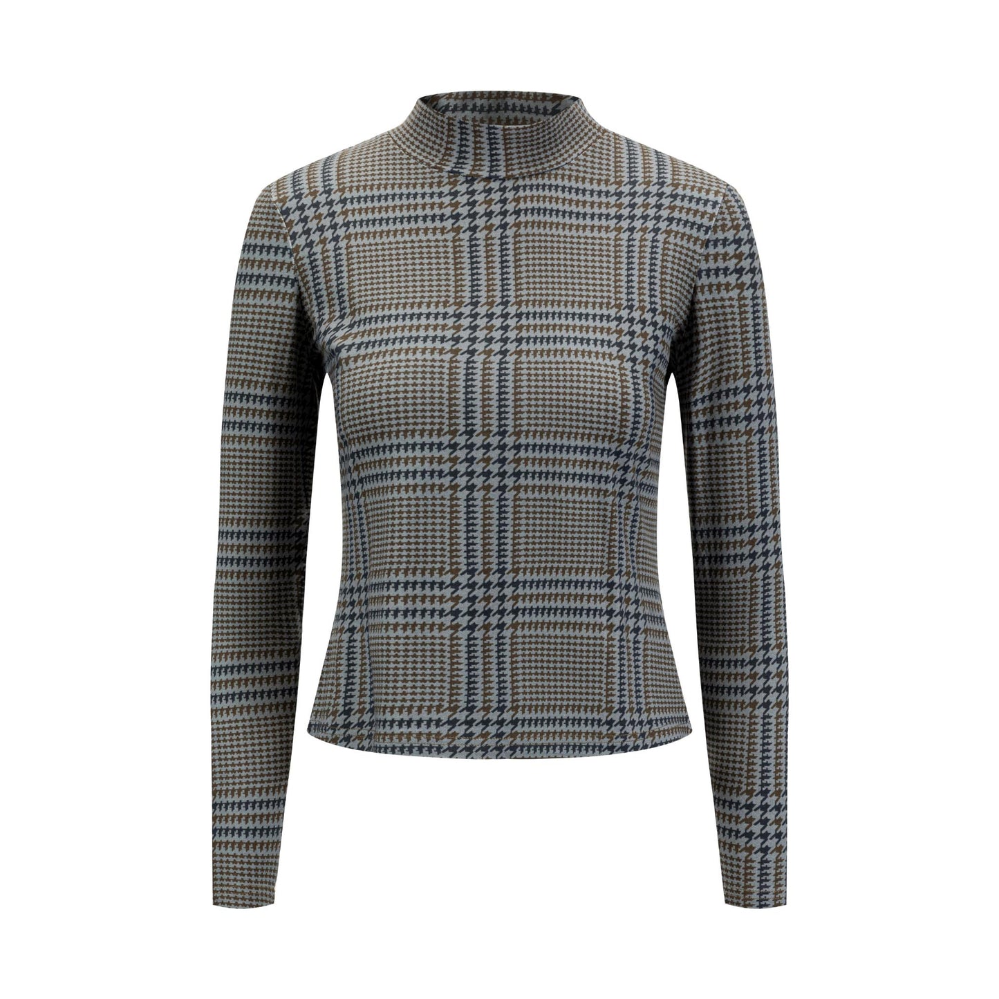 Houndstooth Mock Neck