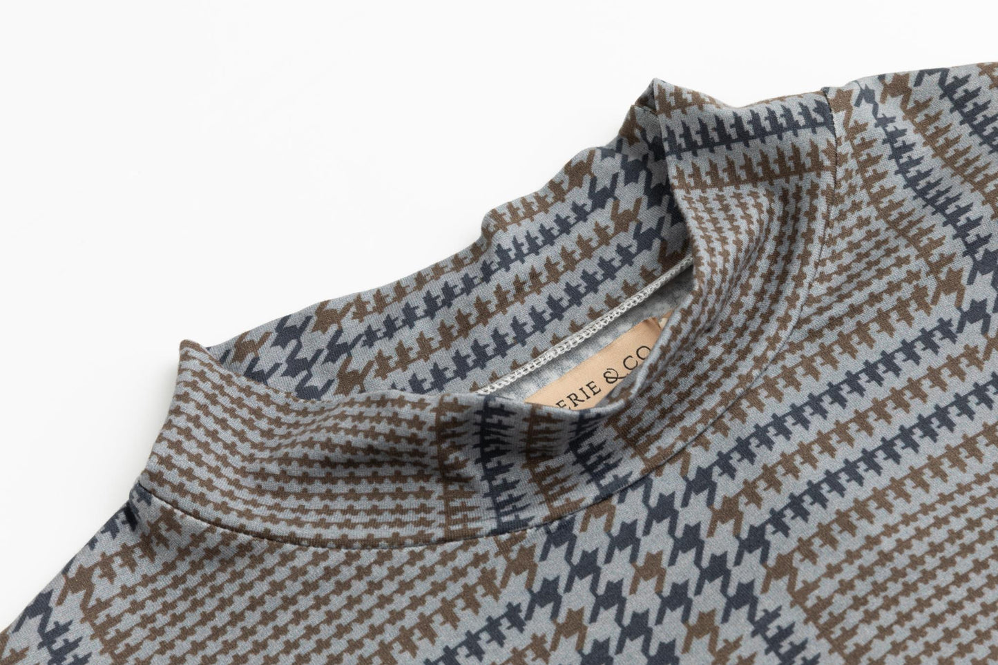 Houndstooth Mock Neck
