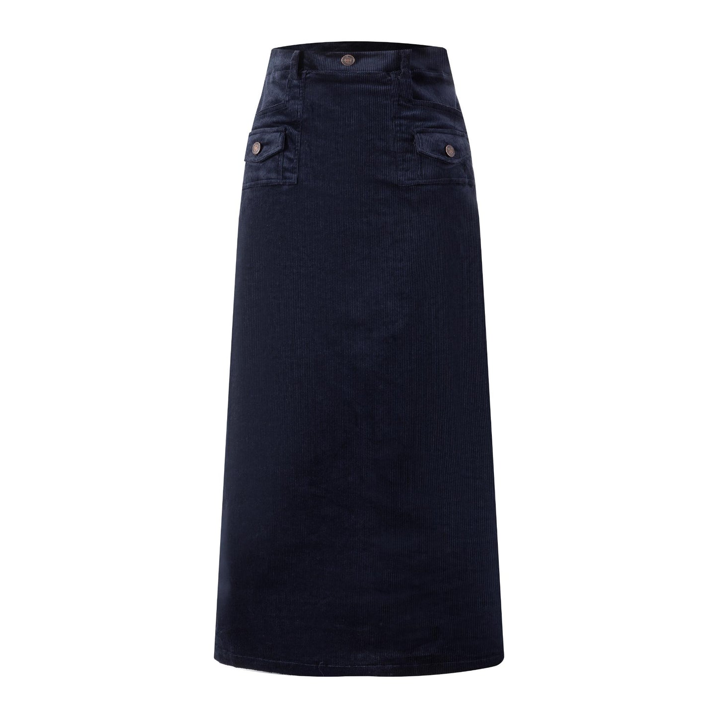 Corduroy Straight Skirt - Navy