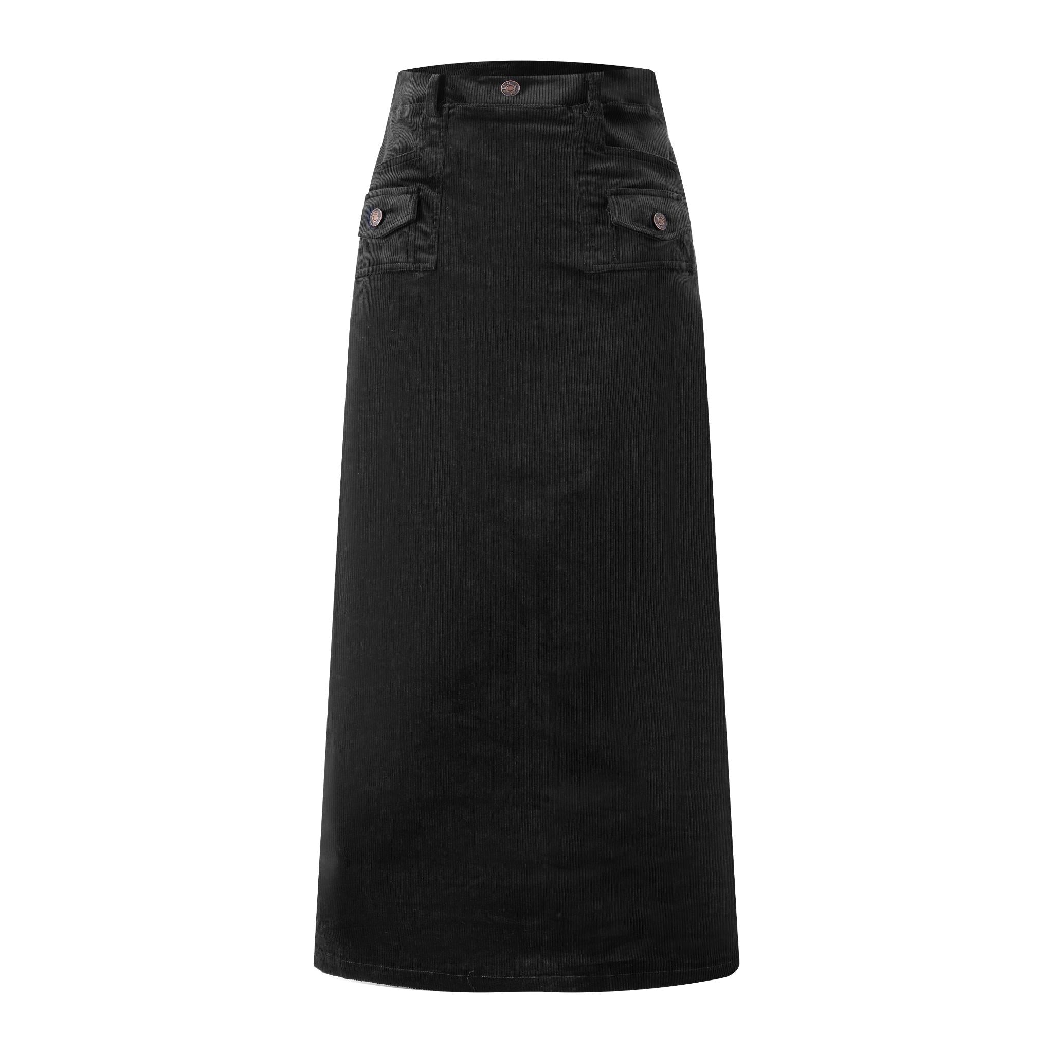 Corduroy Straight Skirt Black The Runway Company — free download