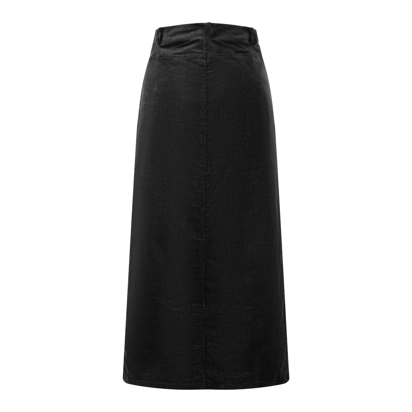 Corduroy Straight Skirt - Black