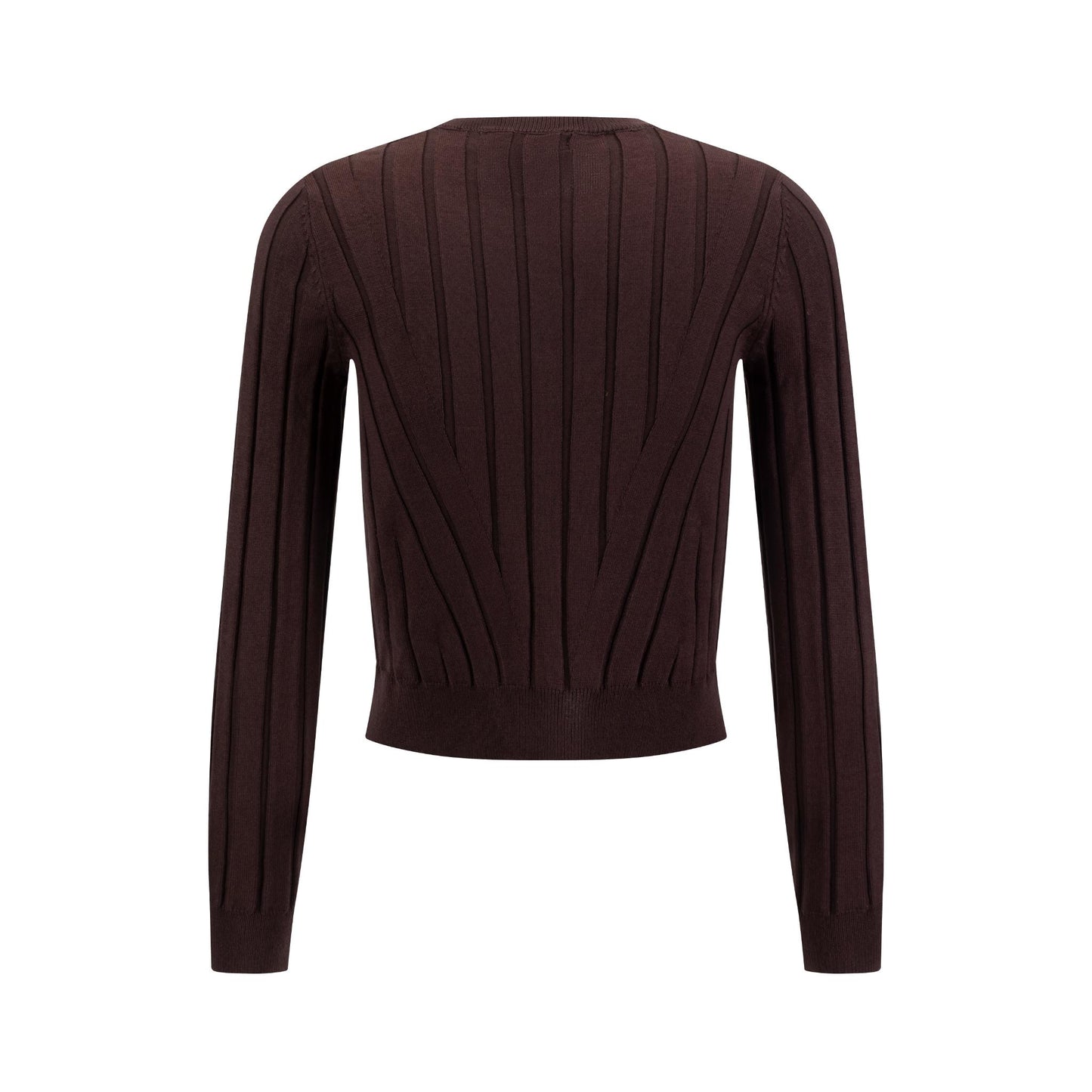 Wide Ribbed Knit Top - Brown