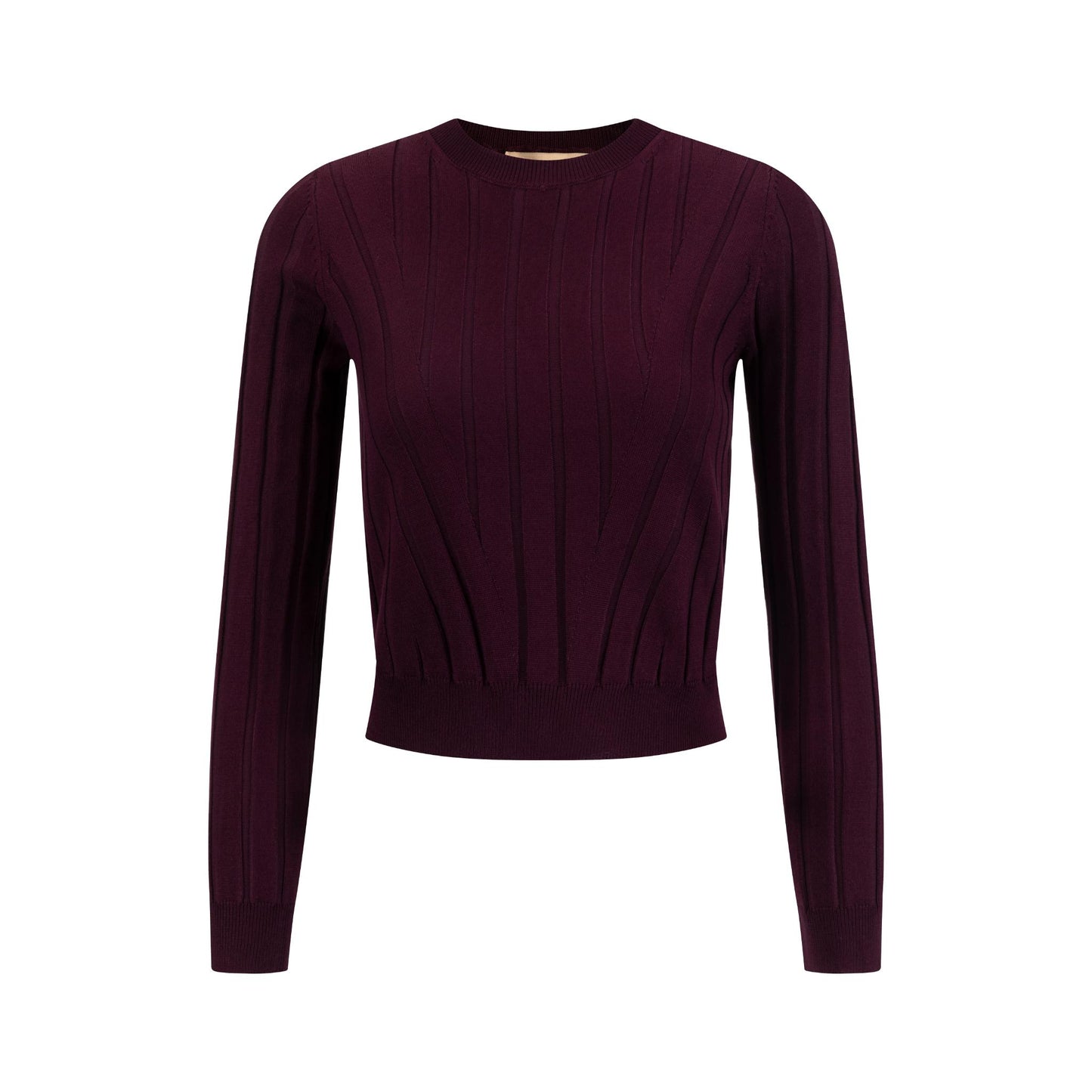 Wide Ribbed Knit Top - Burgundy