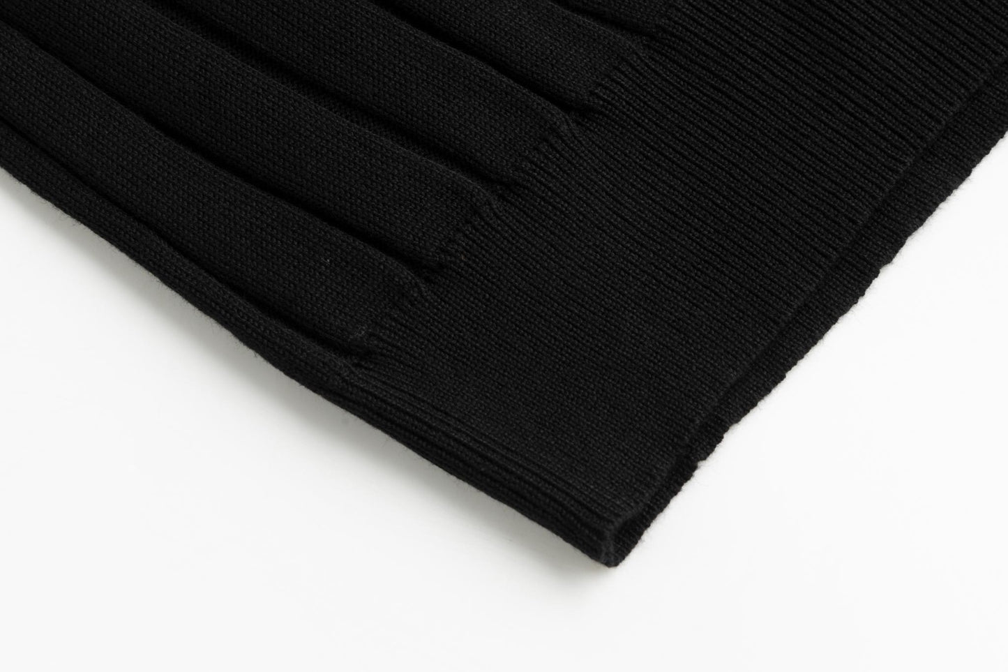 Wide Ribbed Knit Sweater - Black