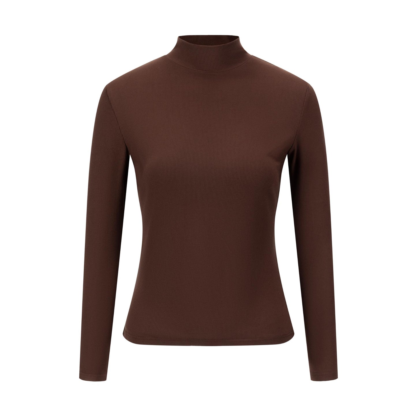 Ribbed Mock Neck - Brown