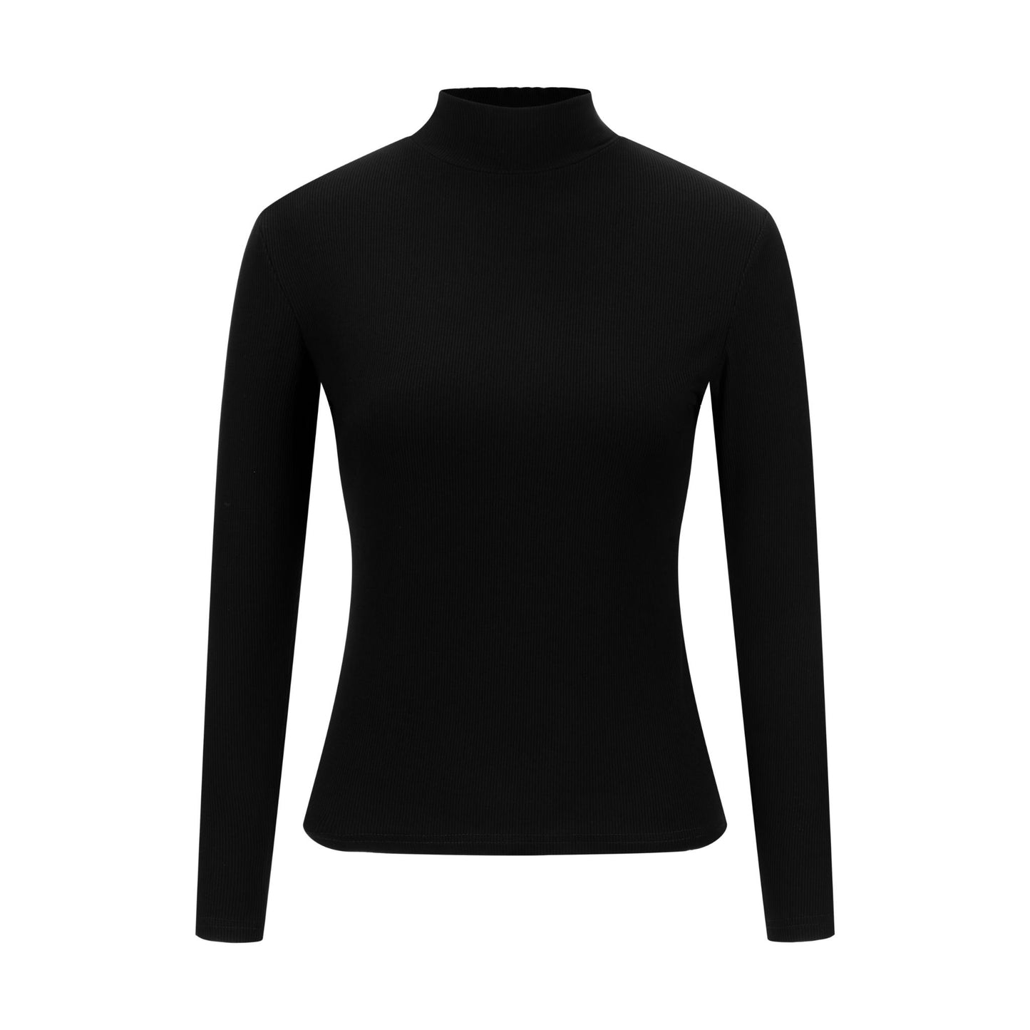 Ribbed Mock Neck - Black