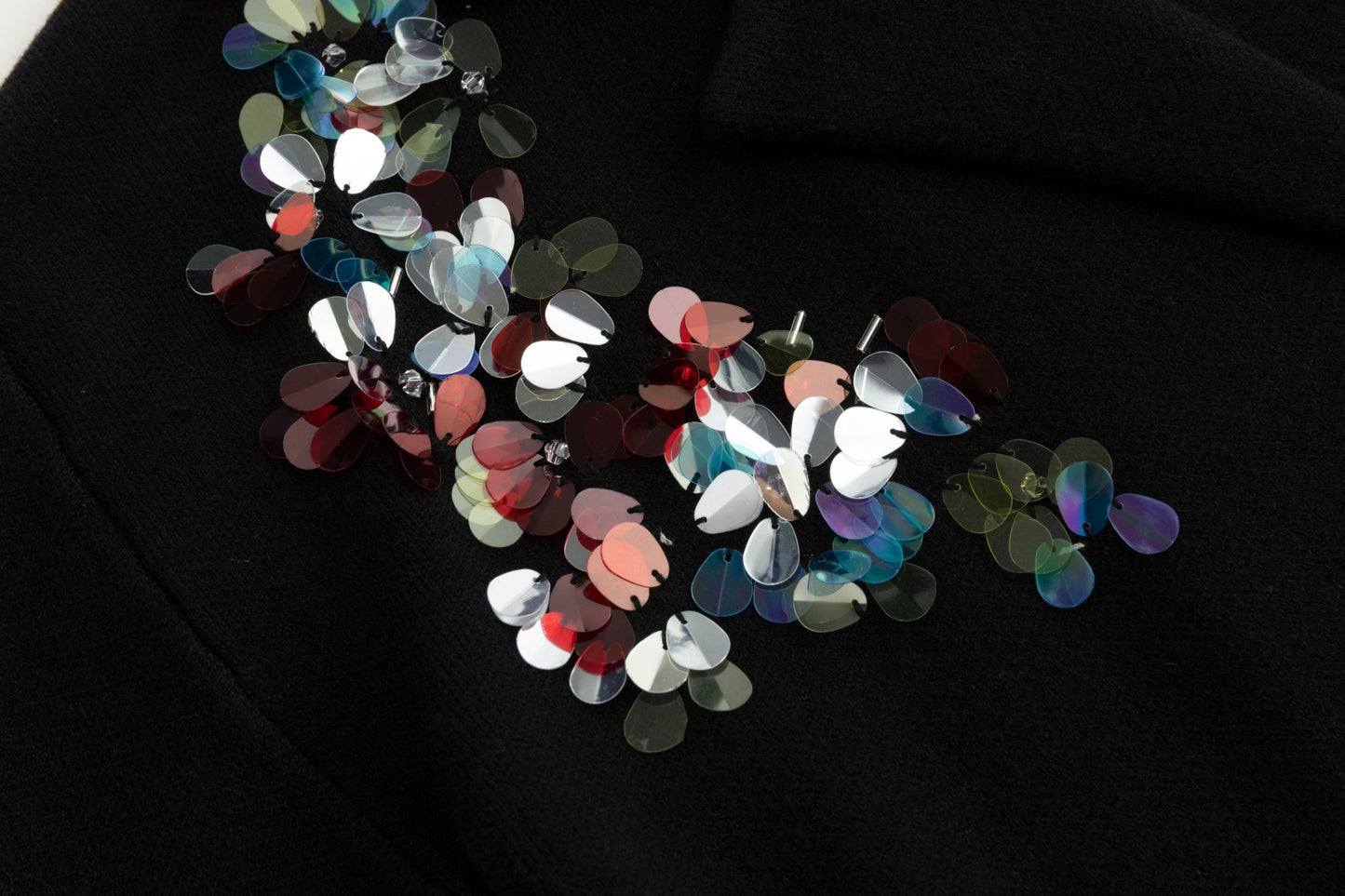 Black Knit Blazer With Beading