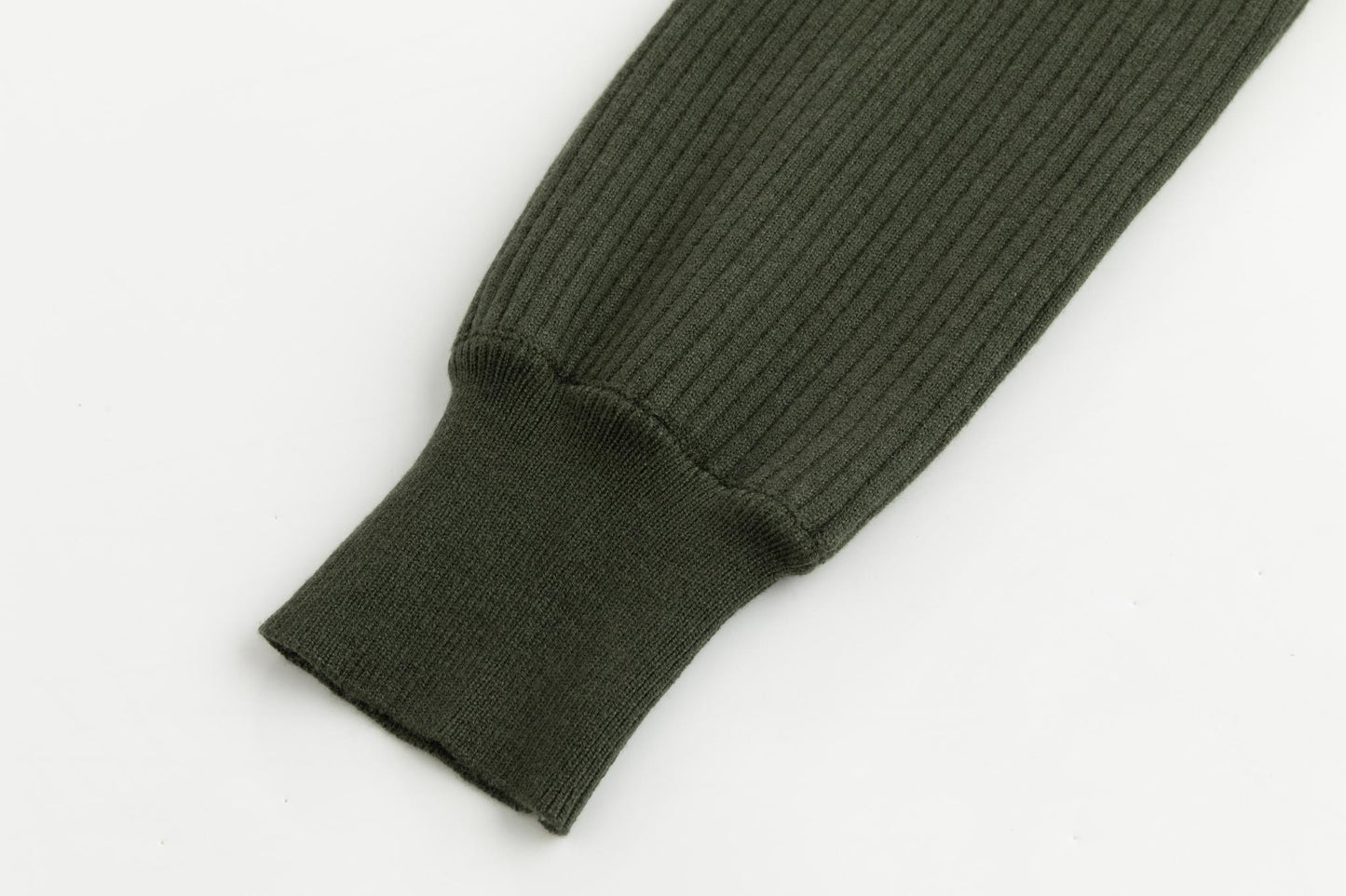 Green Ribbed Mock Neck Top