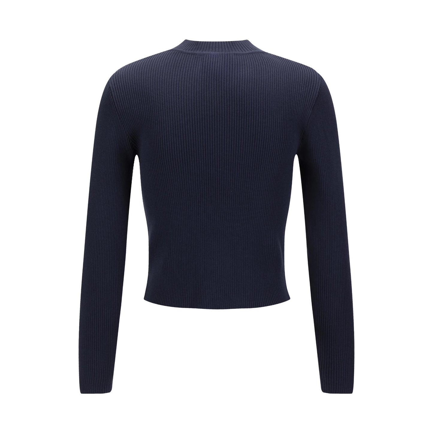 Blue Knit Mock Neck Top