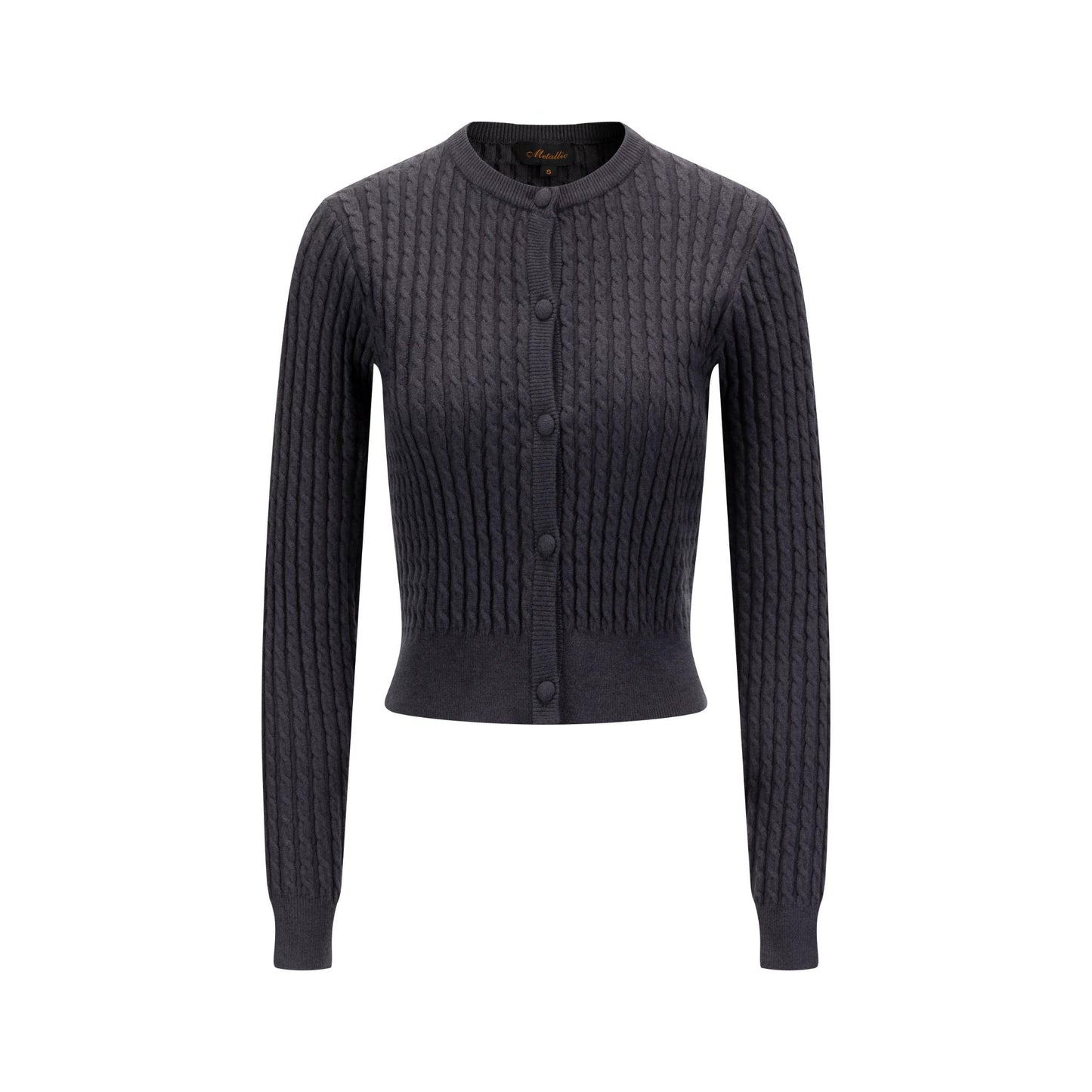 Grey Cable Knit Cardigan