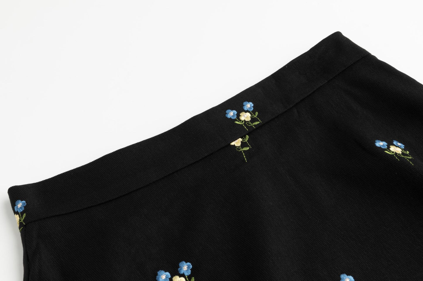 Black Layered Mini Floral Embroidered Skirt
