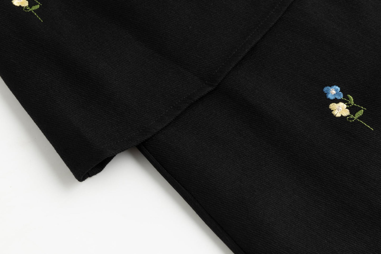 Black Layered Mini Floral Embroidered Skirt