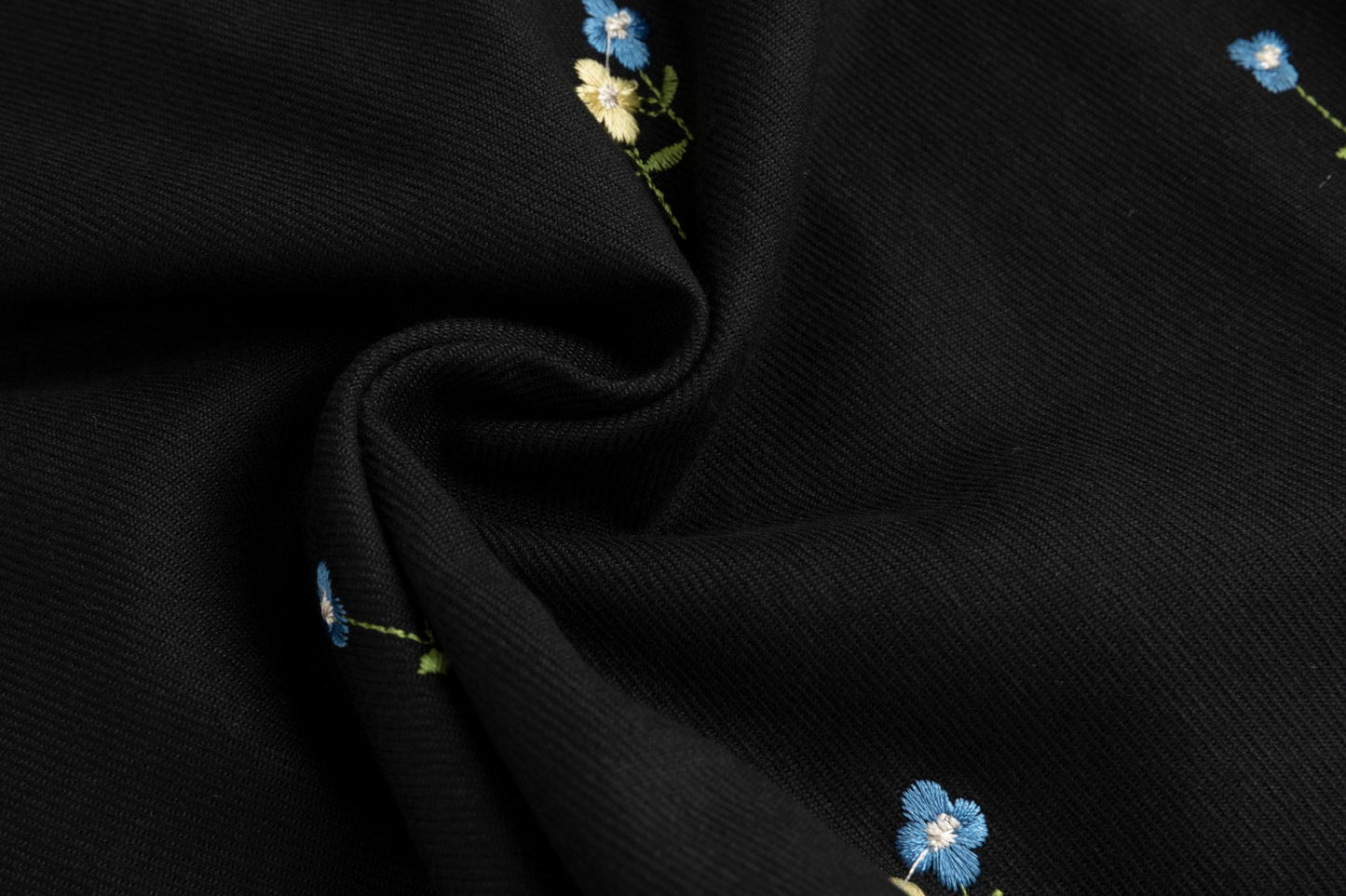 Black Layered Mini Floral Embroidered Skirt