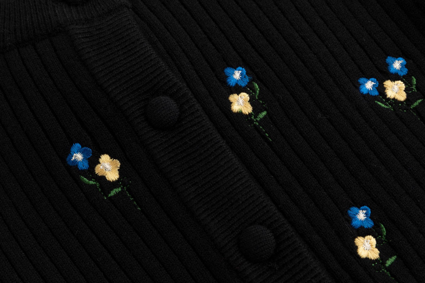 Black Mini Floral Embroidered Cardigan