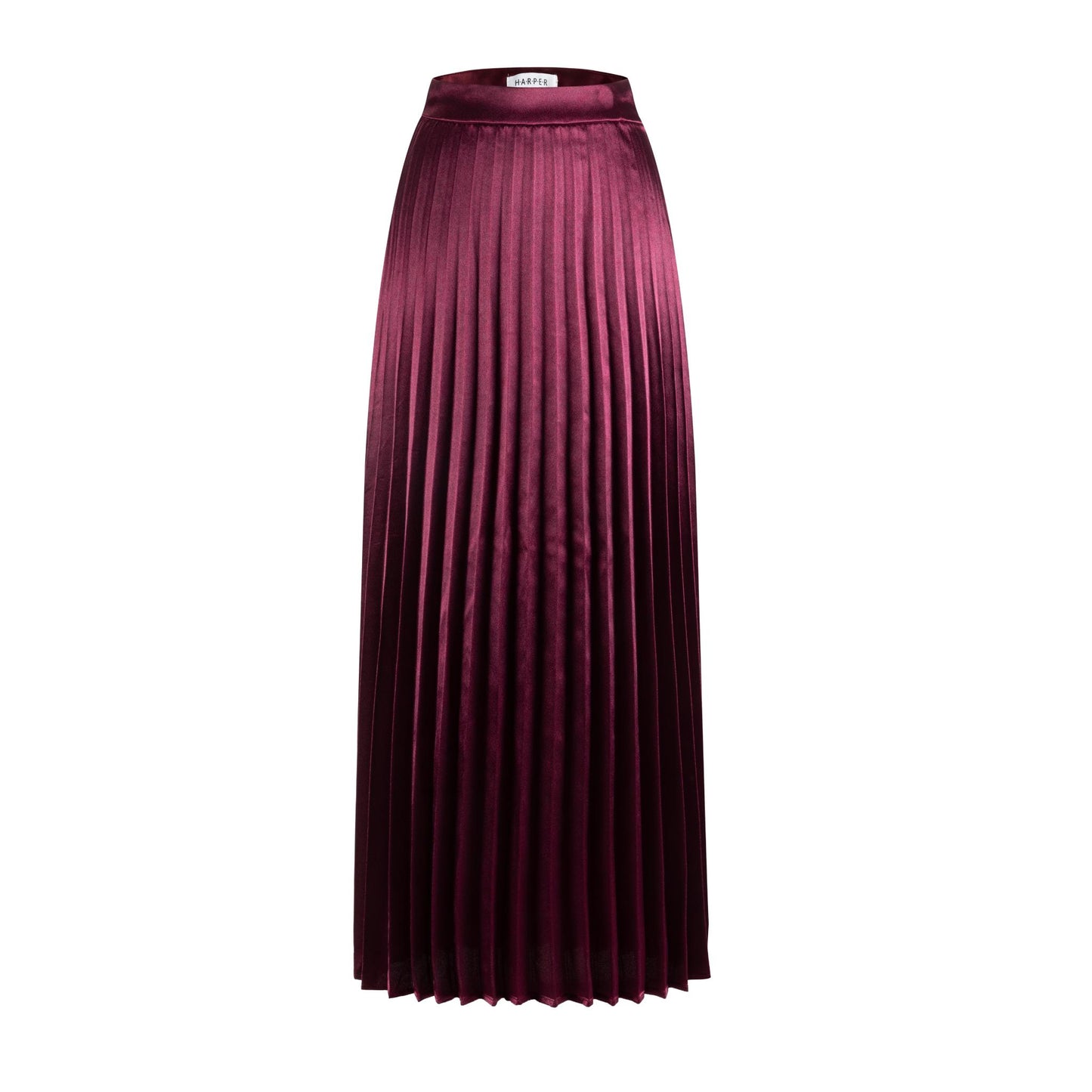 Burgundy Pleated Satin Skirt