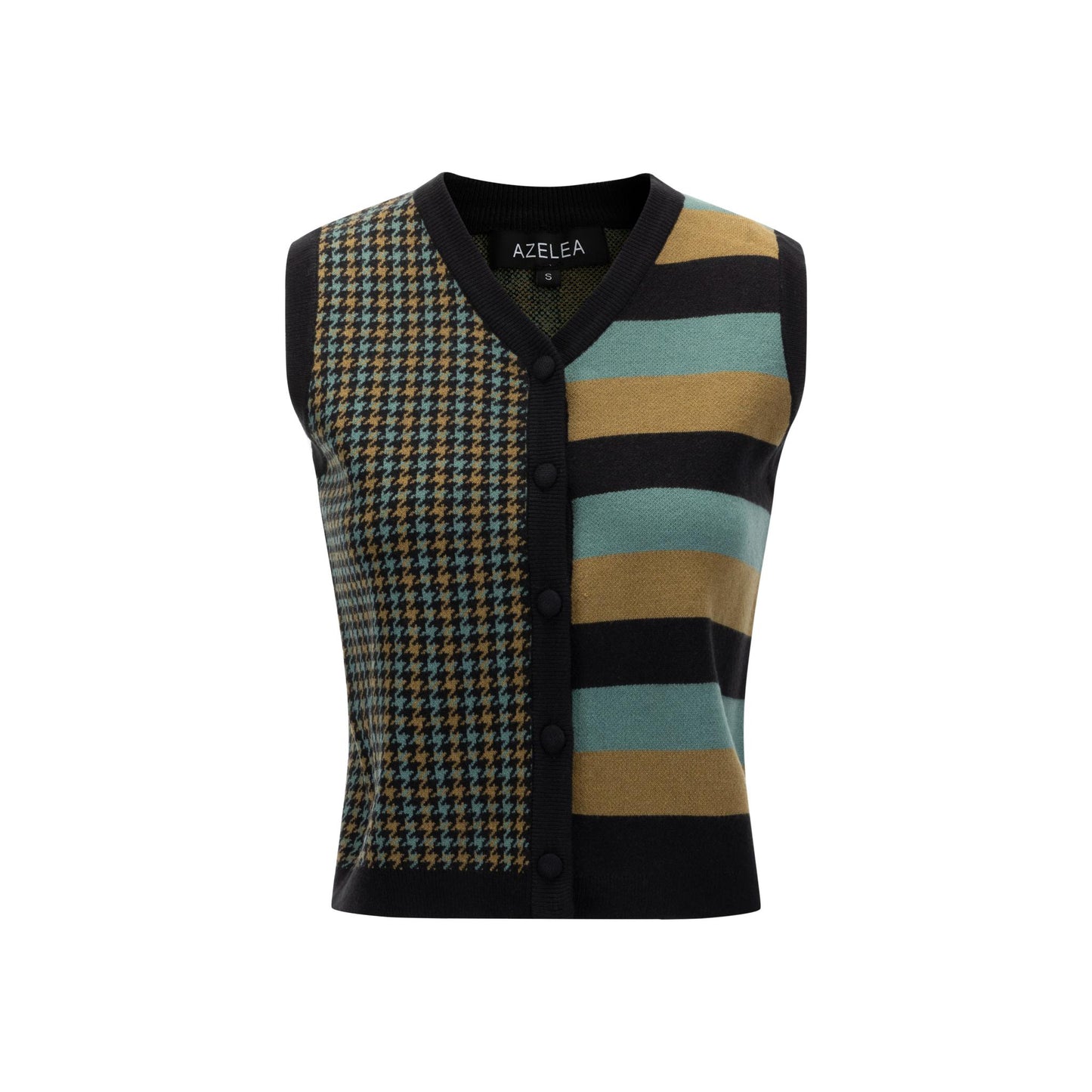 Black Green And Brown Knit Vest