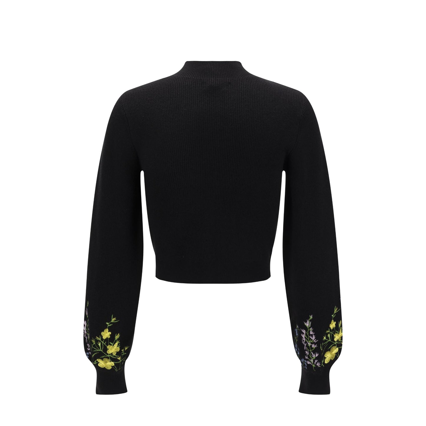 Black Knit With Floral Embroidered Sweater