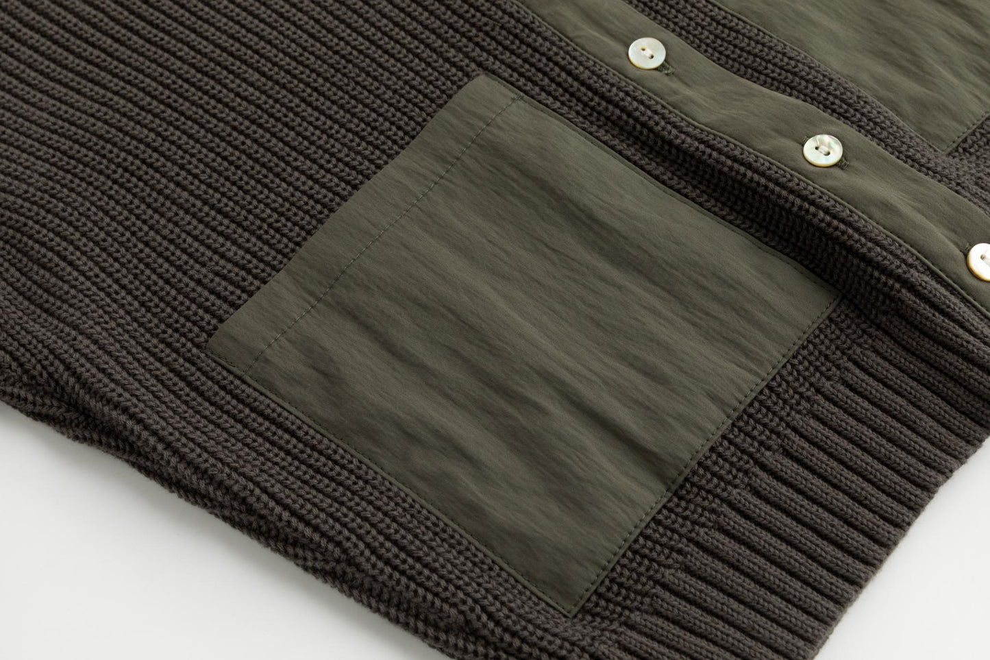 Olive Green Knit Cardigan With Pockets