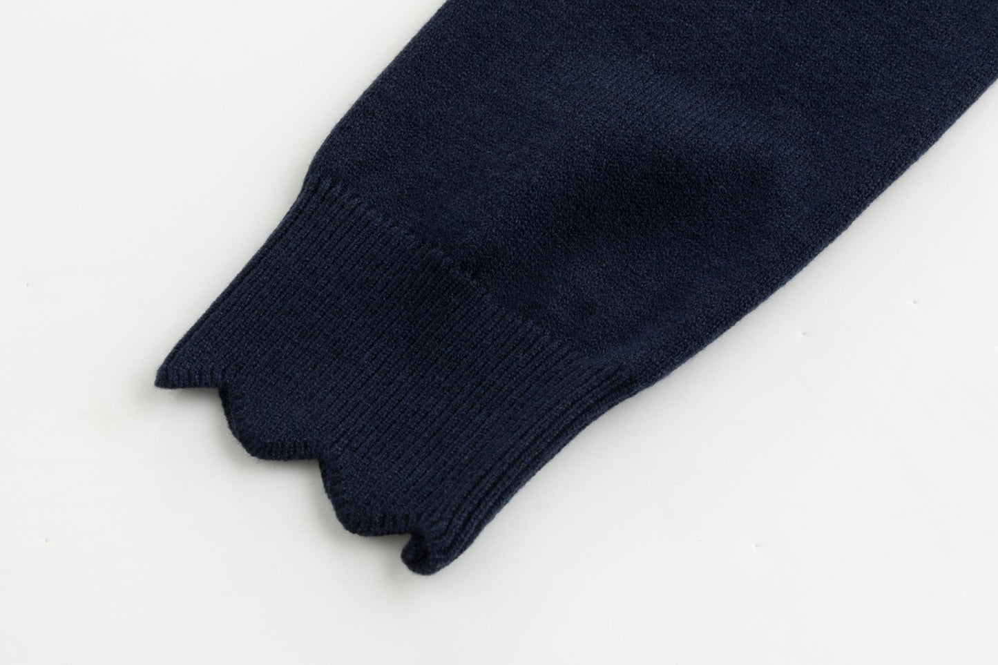 Navy Scallop Detail Mock Neck Sweater