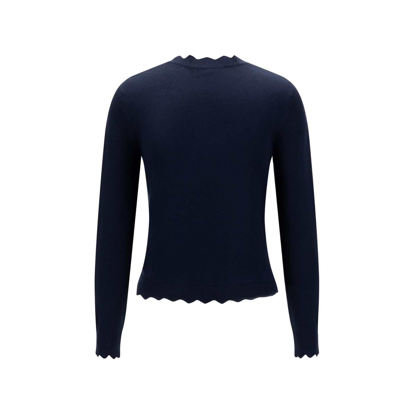 Navy Scallop Knit Top