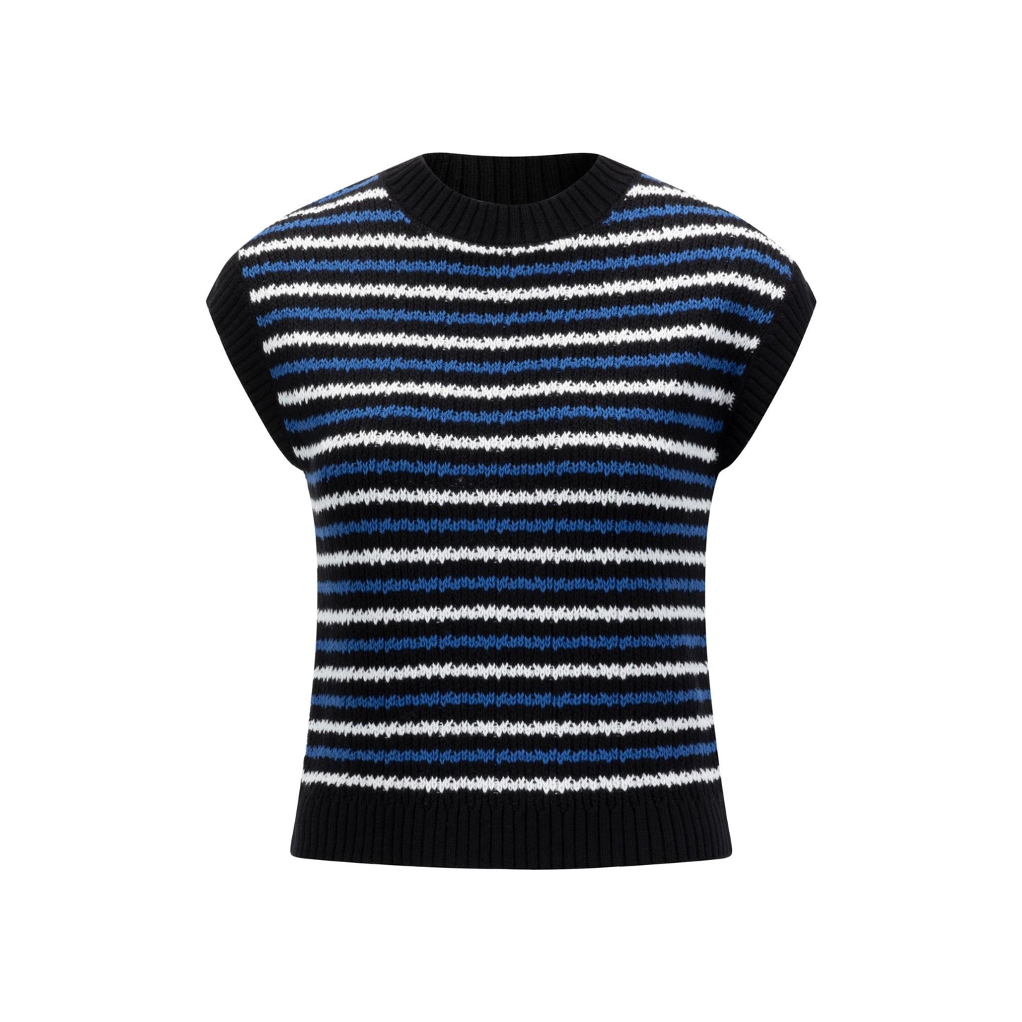 Blue And White Stripe Knit Vest