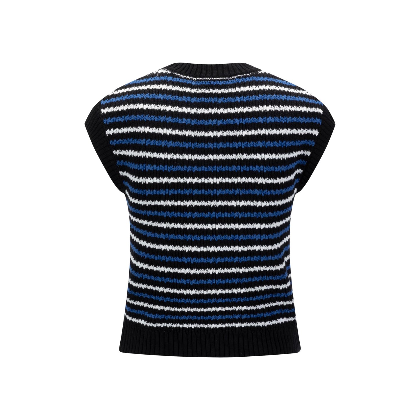 Blue And White Stripe Knit Vest
