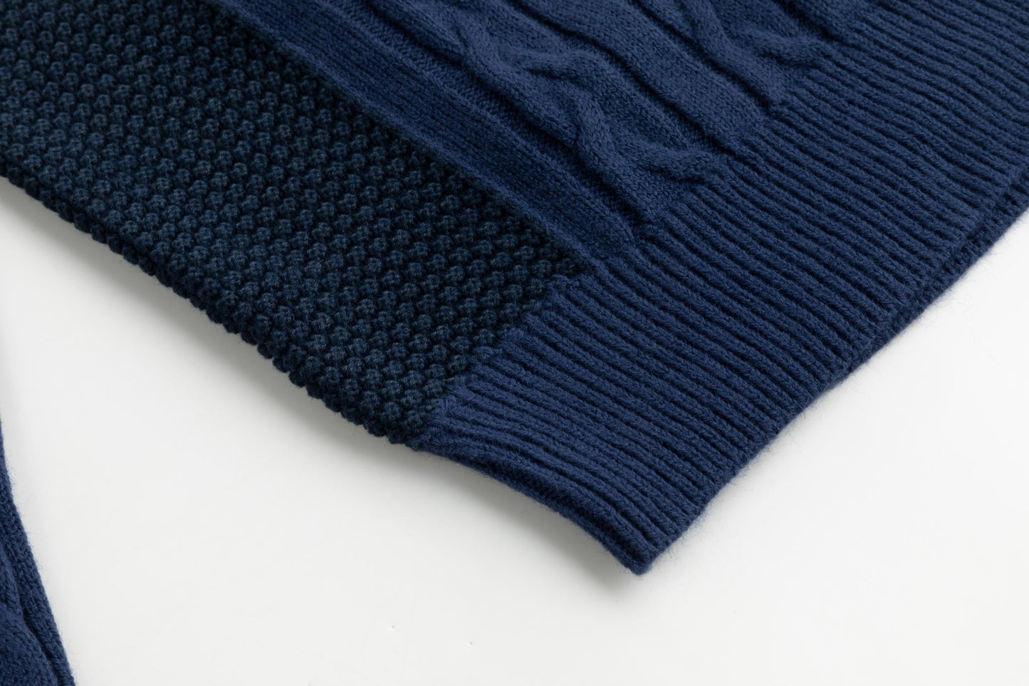 Multi Colored Blue Cable Knit Henley Sweater