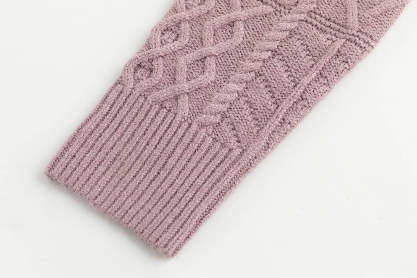 Mauve Knit Detailed Turtle Neck Sweater
