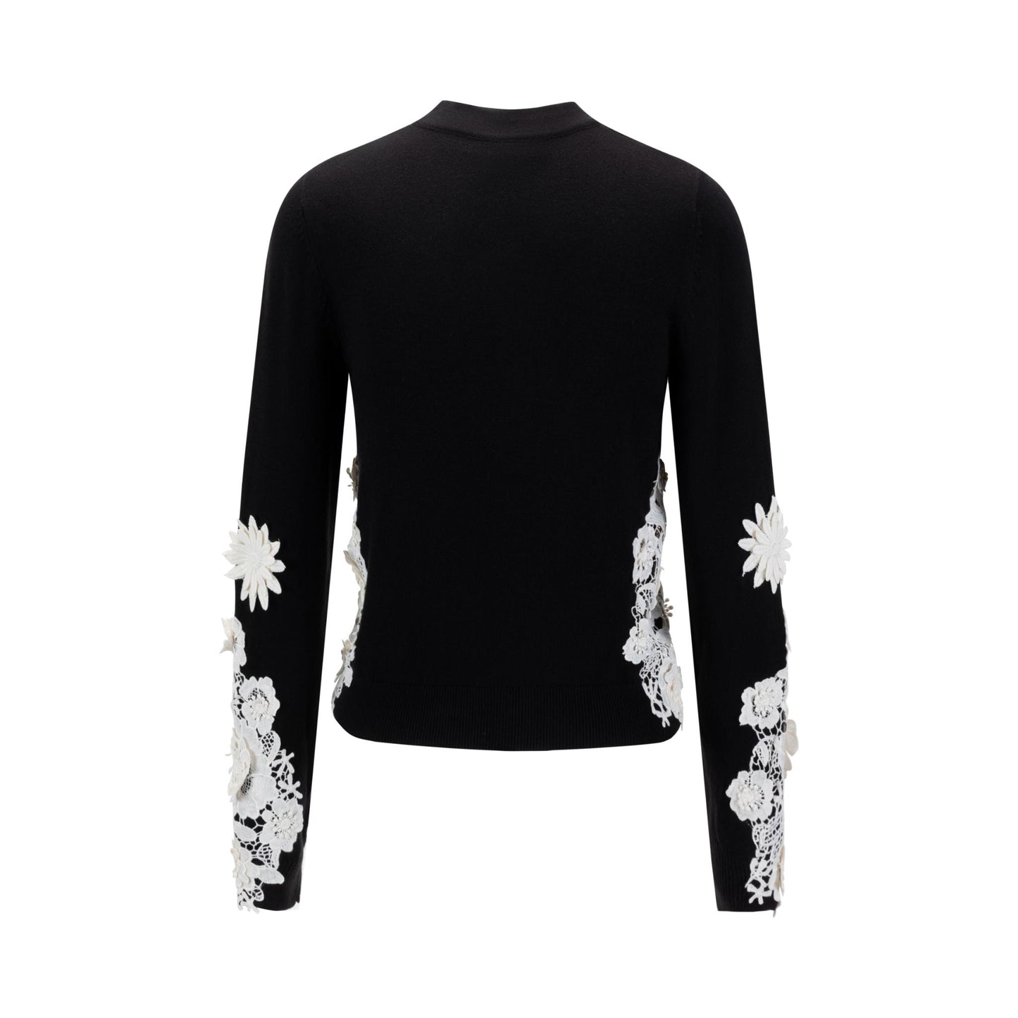 Black And White 3D Flower Knit Top