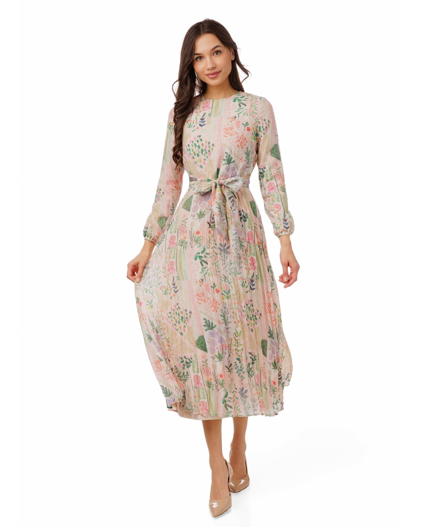 Multi Flower Garden Print Pink Dress